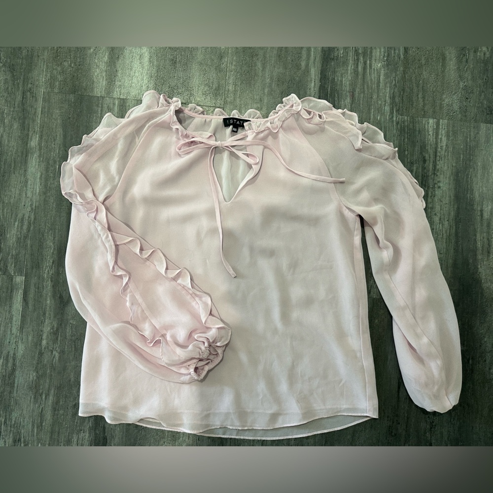 Chic Light Pink Ruffle Blouse - Picture 2 of 3
